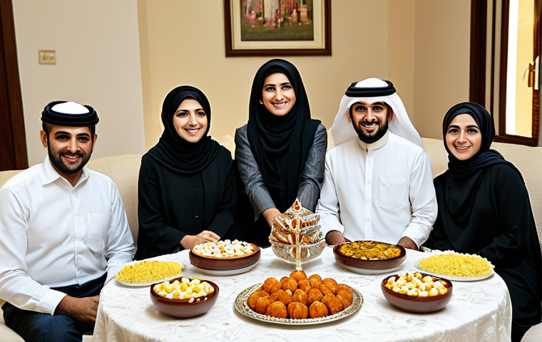 안녕자두야 캐릭터 일러스트 모음 - A Modern Arab Family Gathering**

"A warm and inviting scene of an Arab family gathered in a beautif...